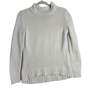 J.Crew Always Oarsman Roll Neck Sweater Ivory Cotton Fisherman Knit S